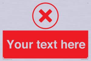 Custom red background, red cross in circle sign